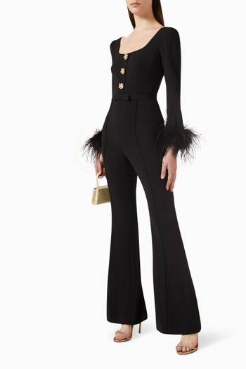 hover state of Feather-trimmed Jumpsuit in Crepe