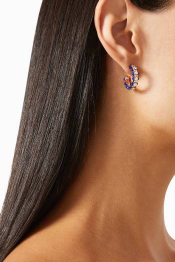 hover state of Tip-Top Diamond & Lapis Lazuli Small Hoop Earrings in 18kt Rose Gold