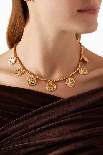 hover state of Feminine Waves Necklace in 18kt Gold-plated Brass