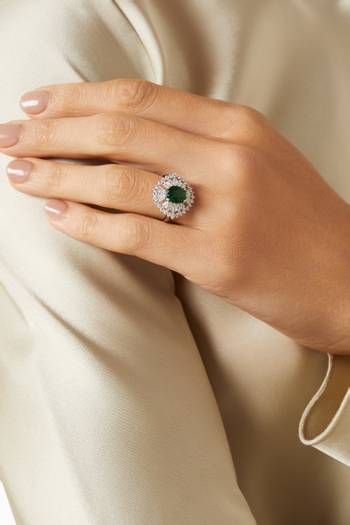 hover state of Emerald Stone Ring in Sterling Silver