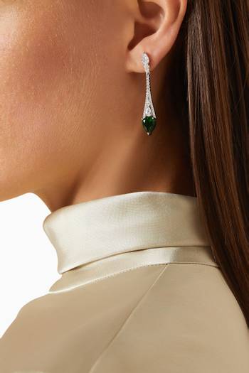 hover state of Emerald Drop Earrings in Sterling Silver