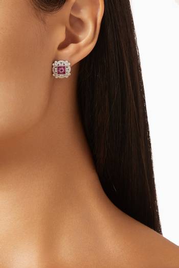 hover state of World of Colors Ruby Stone Stud Earrings in Sterling Silver