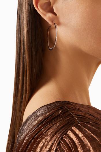 hover state of Stone Hoop Earrings in Rose Gold-plated Sterling Silver