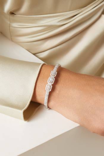hover state of Stone Bangle Bracelet in Sterling Silver