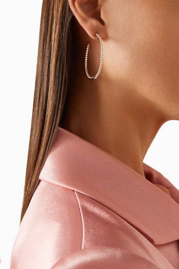 hover state of Stone Hoop Earrings in Rose Gold-plated Sterling Silver
