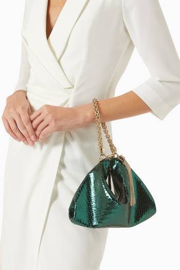 hover state of Callie Clutch Bag in Metallic Snake-effect Leather
