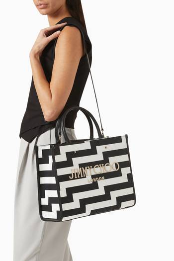 hover state of Medium Avenue Tote Bag in Leather & Fabric