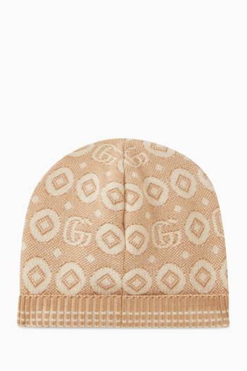 hover state of Double G jacquard Beanie in Cotton Knit