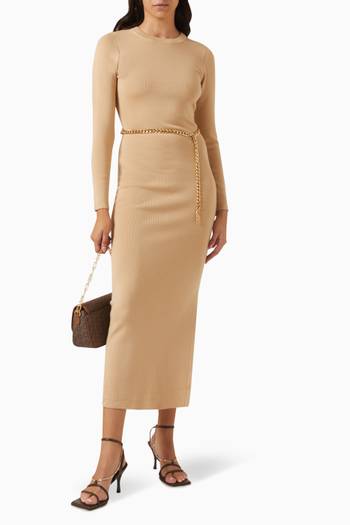 hover state of Belted Midi Dress in Wool-blend