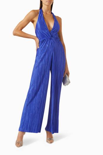 hover state of Izzy Halterneck Jumpsuit in Plissé-fabric