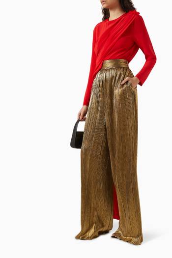 hover state of Plissé Wide-Leg Pants in Satin