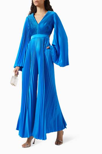 hover state of Cut-out Pleated Jumpsuit in Satin