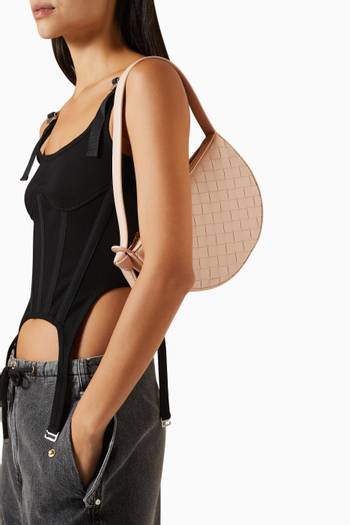 hover state of Mini Sunrise Shoulder Bag in Intrecciato Leather