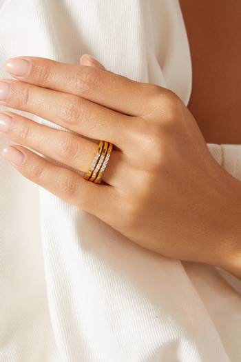 hover state of Wave Rings in 18kt Gold-plated Brass, Set of 3