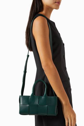 hover state of Mini East-West Arco Tote in Intrecciato Leather