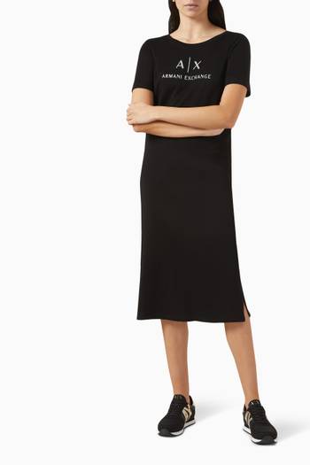 hover state of AX Logo Dress in Cotton-jersey