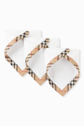 hover state of Check-trim Bib in Cotton, Set of 3