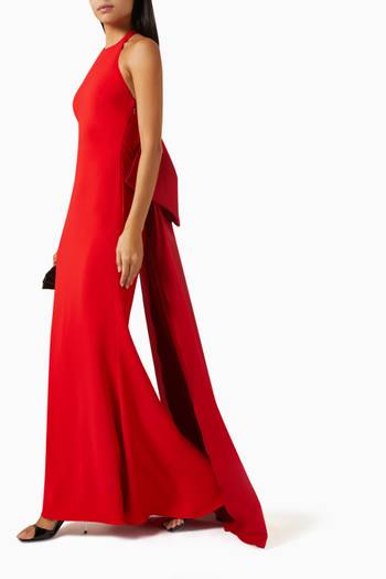 hover state of Oversized Bow Back Halter Gown in Odessa