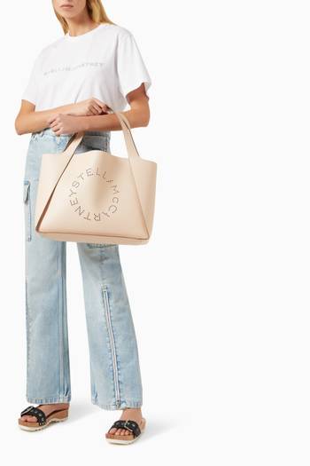 hover state of Logo Tote Bag in Grained Vegan Leather