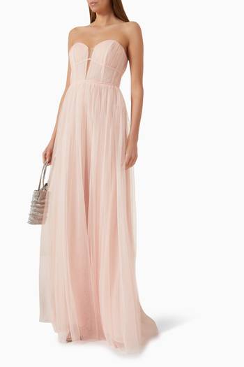 hover state of Strapless Maxi Dress in Tulle
