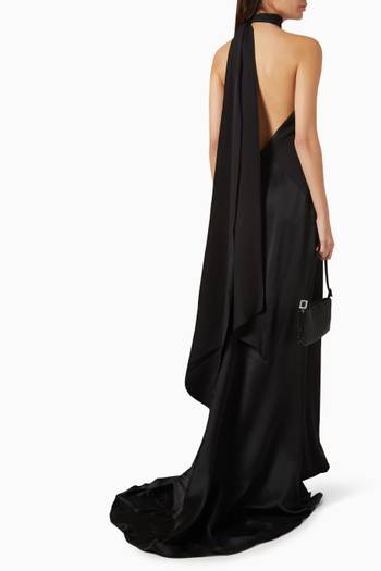 hover state of Neck-tie Maxi Dress in Crepe