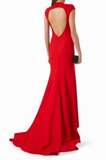 hover state of Bead-embellished Maxi Dress in Stretch-crepe