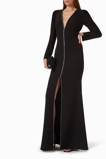 hover state of Bead-embellished Maxi Dress in Stretch Crepe