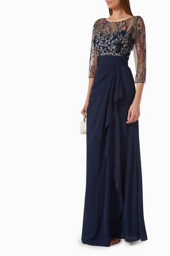 hover state of Lace-bodice Maxi Dress in Georgette