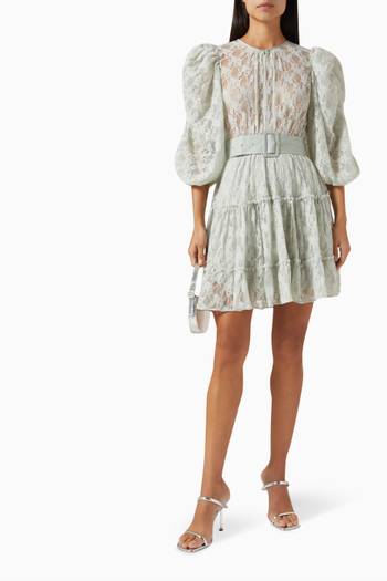 hover state of Belted Mini Dress in Lace