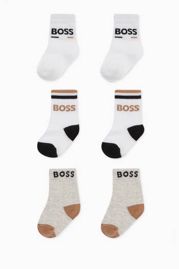 hover state of Logo Socks in Cotton-blend, Set of 3