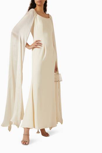 hover state of Cape-sleeve Maxi Dress