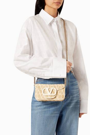 hover state of Valentino Garavani Small Locò Toile Iconographe Shoulder Bag in Cotton blend