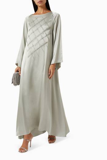 hover state of Double Hatched Embellished Kaftan in Chiffon