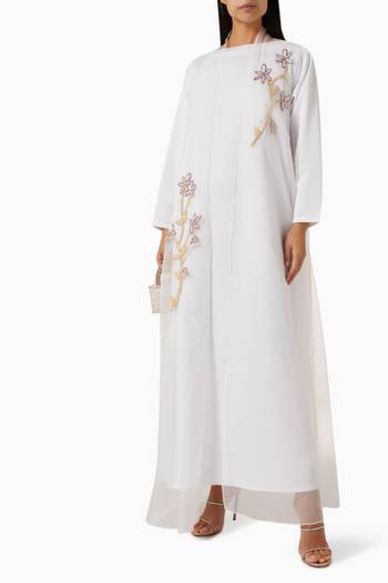 hover state of Embroidered Kaftan & Cape Set in Organza