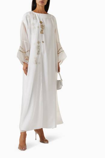 hover state of Embellished Sleeves Sheer Kaftan in Silk-organza