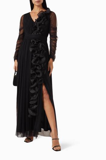 hover state of Ruffled Maxi Dress in Tulle