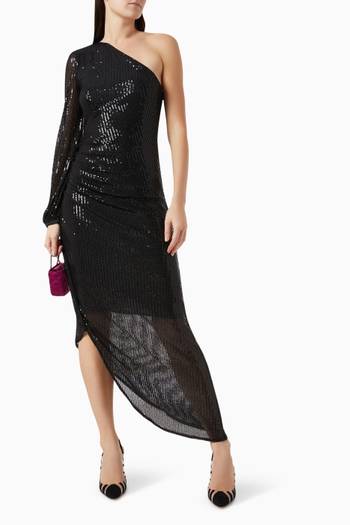 hover state of Ria Sequin-embellished Midi Dress