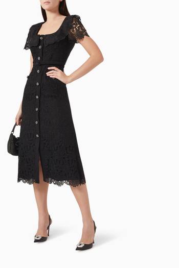 hover state of Collared Midi Dress in Guipure Lace