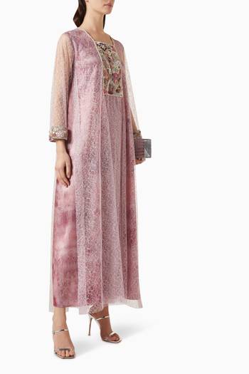 hover state of Embellished Layered Kaftan in Tulle