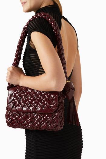 hover state of Kalimero Città Shoulder Bag in Intrecciato Leather