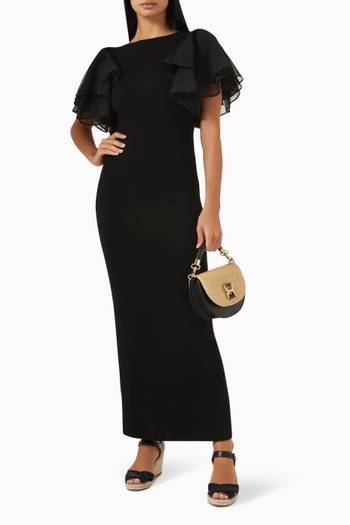 hover state of Frill-sleeve Maxi Dress