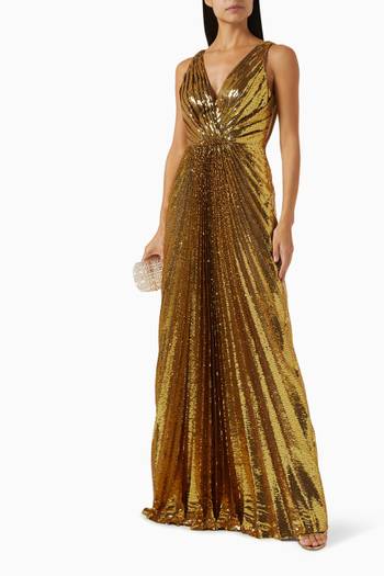 hover state of Sequin-embellished Plisse Dress