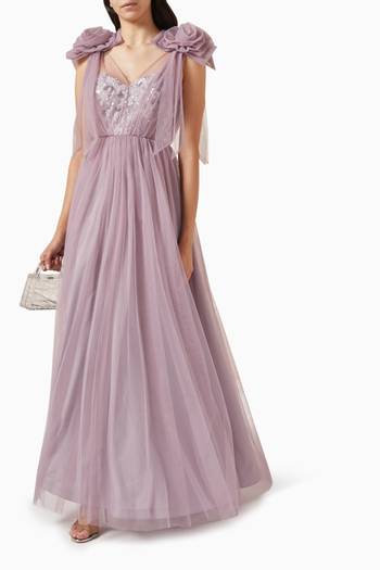 hover state of Sequin-embellished Maxi Dress in Tulle
