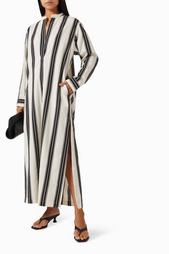 hover state of Relaxed Striped Kaftan in Cotton & Linen-blend