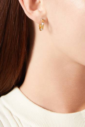 hover state of Baguette Crystal Hoop Earrings in 24kt Gold-plated Sterling Silver