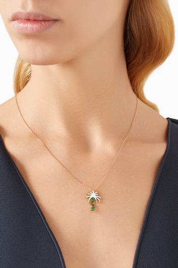 hover state of Palm Tree & Five Eyes Necklace in 18kt Gold