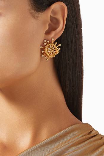 hover state of Waves Stud Earrings in 18kt Gold-plated Brass
