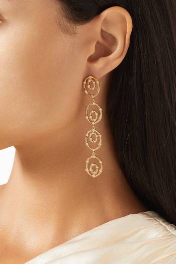 hover state of Statement Long Feminine  Earrings in 18kt Gold-plated Brass