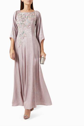 hover state of Bead-embellishment Maxi Dress in Metallic-crepe
