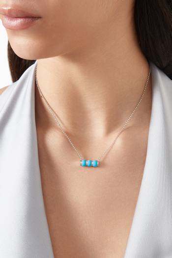 hover state of Cerith Turquoise & Diamond Pendant Necklace in 18kt White Gold